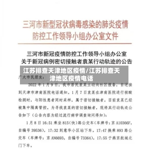 江苏排查天津地区疫情/江苏排查天津地区疫情电话