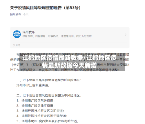 江都地区疫情最新数据/江都地区疫情最新数据今天新增